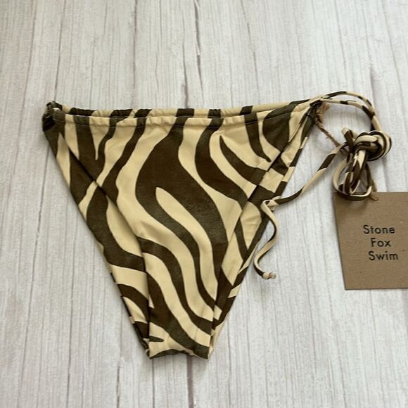 NWT Stone Fox Swim River Bikini Bottom in Earth Zebra - Picture 5 of 9